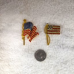 Costume Jewelry - Lot Of 2 Flag Pins