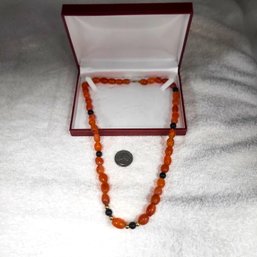 Costume Jewelry - Amber Colored Necklace With Stones