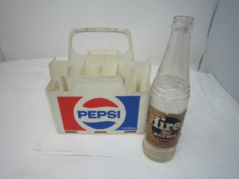 Pepsi Cola Caddy And Hires Bottle