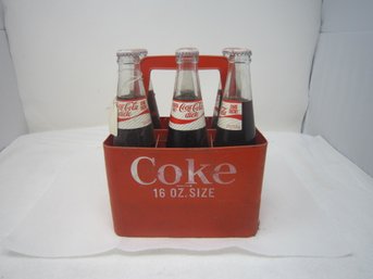Vintage Red Coke Caddy & Six Diet Coke Bottles