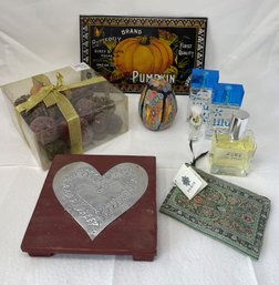 Decor Items - Pumpkin Sign, Candle, Colognes And More