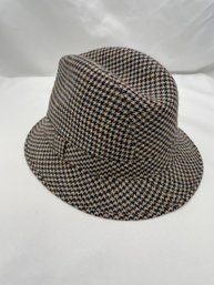 Blue And Brown Houndstooth Hat