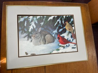 Bunny & Cardinal  Framed Artwork