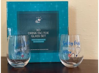 Drink Tac Toe Glass Set, 2 Nurse Wine Glasses