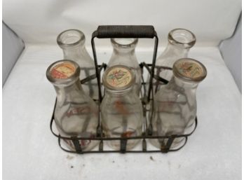 Vintage Milk Crate And Bottles