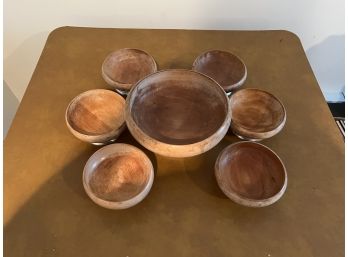 Wood And Metal Salad Bowl Set