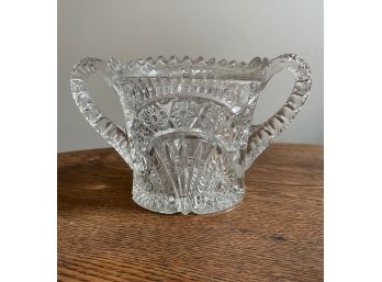 American Brilliant Cut Glass Two Handle Large Candy/Nut Bowl