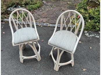 Two Fabric Seated Bar Stools