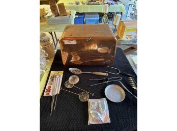 'Copper' Vintage Breadbox With Vintage Kitchen Accessories