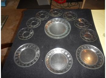 Vintage Arcoroc Glass Plates, Saucers And Cups - Made In France