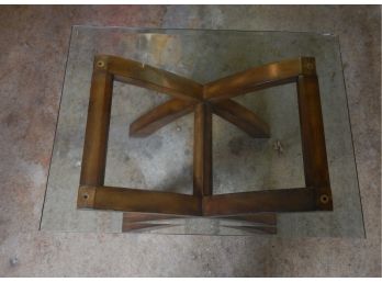 Beautiful Wood And Glass Side Table 32' X 24'