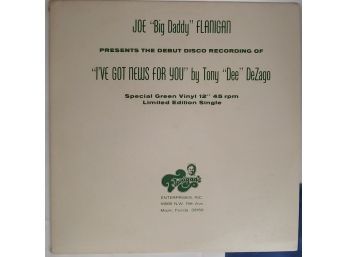 Tony Dee 'DeZago' - I've Got News For You, Flannigan Records, 12' Green Vinyl Promo Single