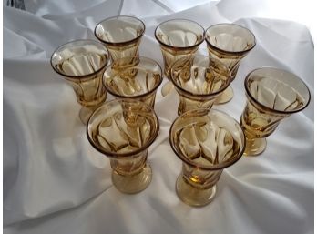A Set Of Nine (9) Fosteria Jamestown Amber Juice Glasses