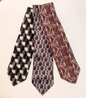Silk Ties - Geometric Patterns - 3 Tie Lot