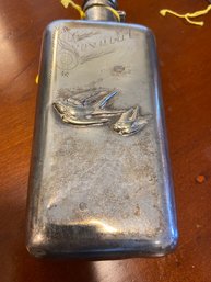 Monogrammed And Dated Silver Plate Flask