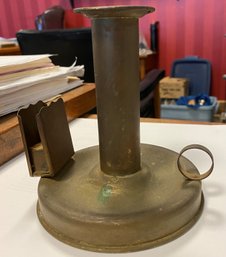 Brass Candle Stick With Match Safe
