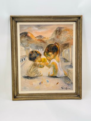 Oil On Canvas By Dietrich Grunewald (US 1916-2003) Titled -First Bite- Dated 1966