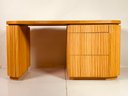 Pencil Reed Executive Desk In The Style Of Karl Springer, USA 1970's