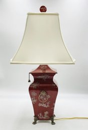 Asian Style Table Lamp With Brass Accents