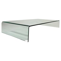 Modern Waterfall Coffee Table In Tempered Glass