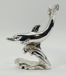 Vintage Dolphin Statuette Made In Italy By Nuova Max Art Oro E Argento.