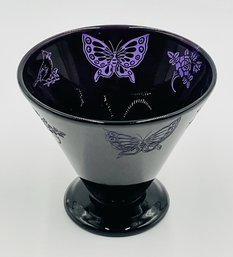 Correia Etched Glass Vase With Butterflies, Signed & Dated