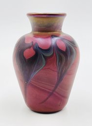 Vintage Studio Art Glass Vase By Lundberg Studios, Signed & Dated 12/74