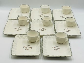 Set Of 8 Vintage Dinner/Snack Trays With Tea/Coffee Cups Made In Italy