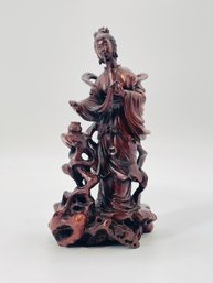 Antique Chinese Wood Carving, Kwan Yin Goddess.