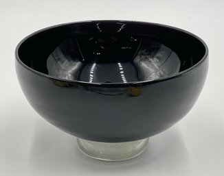 Black Art Glass Bowl By Correia Glass, Signed & Dated 2004