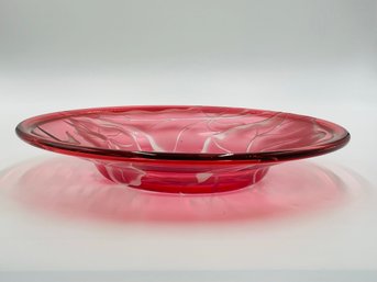 XL Ruby Etched Bowl By Correia Art Glass, Limited Edition 27/200