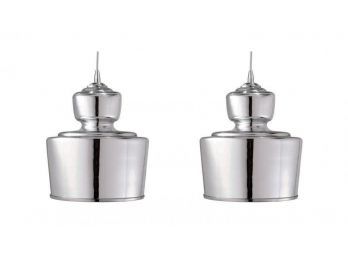 Pair Of Mercury Glass Style Pendants