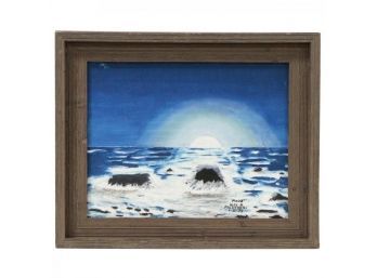 Alexander Maldonado Seascape Oil Painting 'Moon', 1974