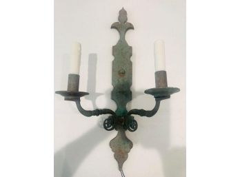 Copper Sconce With Verdigris Patina
