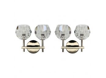 Double Sconces With Faceted Glass By Jonathan Browning