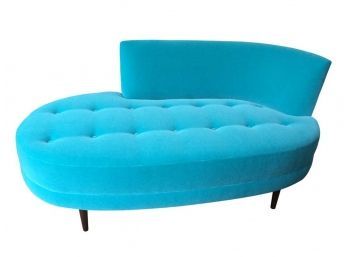Mid Century Modern Style Chaise With Tufted Seat