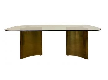 Brass & Glass Dining Table By Mastercraft