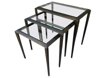 Set Of 3 Nesting Tables In Antique Brass