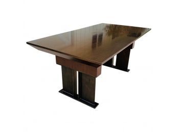 Stunning Wood & Steel Desk With Knife Edge Top
