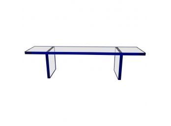 7ft Bench In Deep Blue & Clear Lucite By Cain Modern,