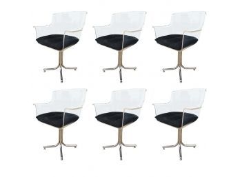 Lucite & Chrome Chairs By Leon Rosen-Pace Collection