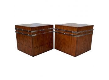 Pair Of LRG Cube Tables/Cabinets By Theodore Alexander
