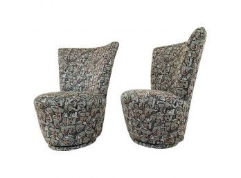 Pair Of Highback Swivel Chairs By Carter Furniture