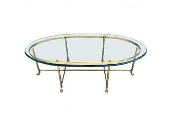 Brass And Glass Hooved Feet Coffee Table By La Barge