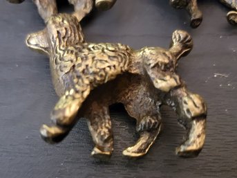 3 Bronze Dogs, 2 Poodles And A Shephard Heavy Solid Bronze 2.75 By 2.25 Inches