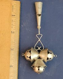 Silver Hallmarked Child's Rattle And Whistle Combined In One. Possibly Missing Two Side Bells