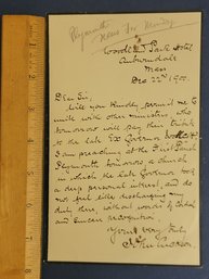 1900 Reverend John Cuckson To Boston Transcript About Death Of Governor Roger Wolcott