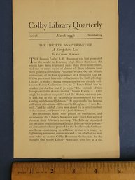 The Colby Library Quarterly. Series 1, March 1946, Number 14. The Fiftieth Anniversary Of A Shropshire Lad