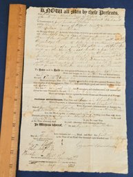 1828 Title Transfer In Milford, Massachusetts Charles Eames And Lyman Chamberlain With Seal