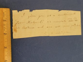 Charles Francis Livingston Cut Signature- Manchester New Hampshire Printer- Quip About 'poor Richard'